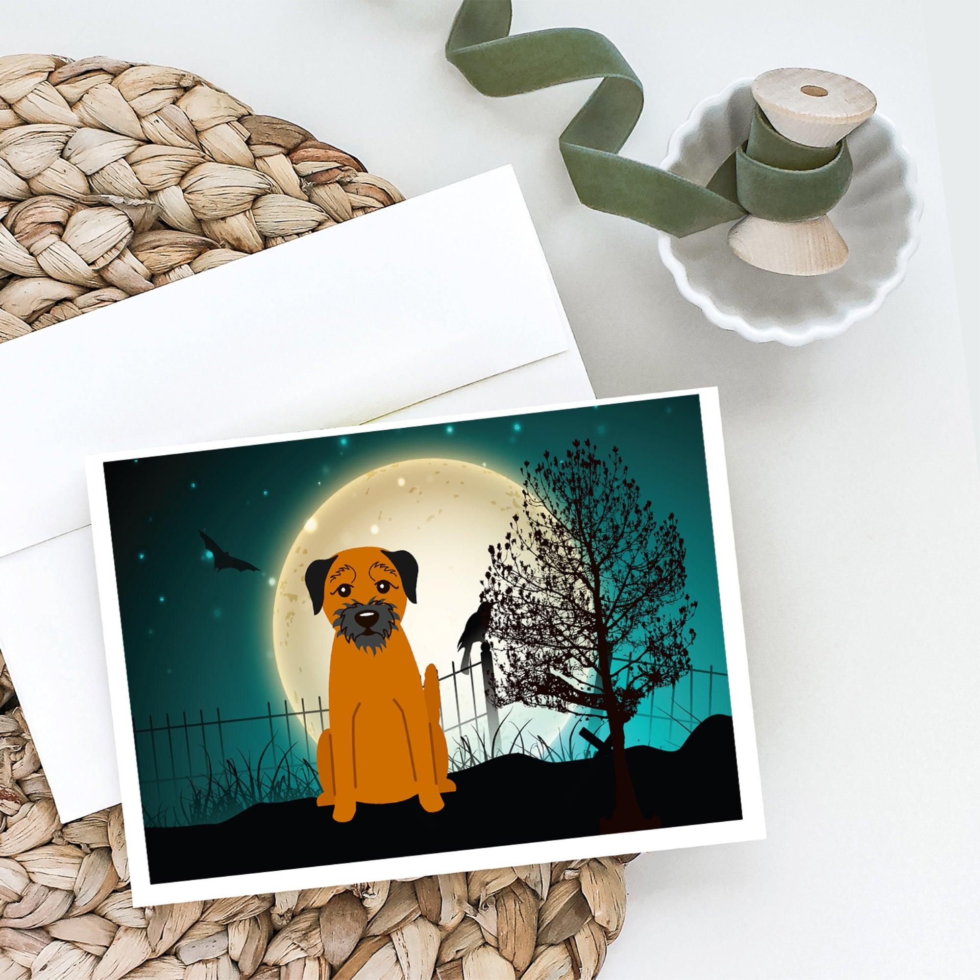 Halloween Scary Border Terrier Greeting Cards And Envelopes Pack Of 8