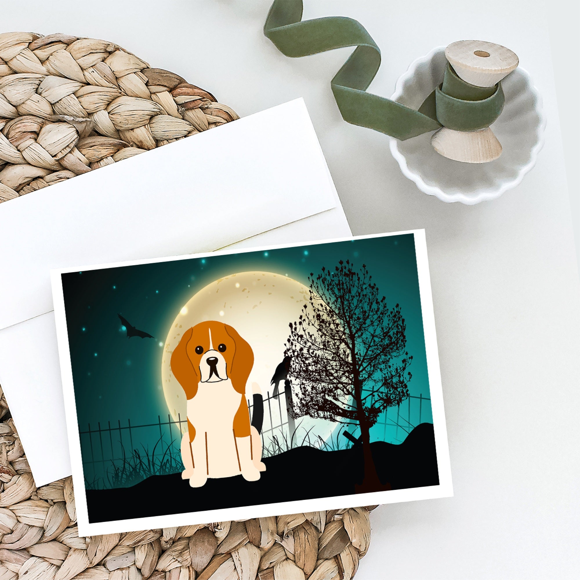 Halloween Scary Beagle Tricolor Greeting Cards And Envelopes Pack Of 8