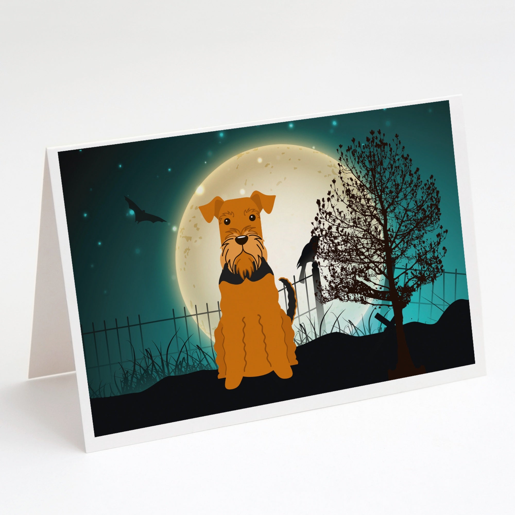 Halloween Scary Airedale Greeting Cards And Envelopes Pack Of 8