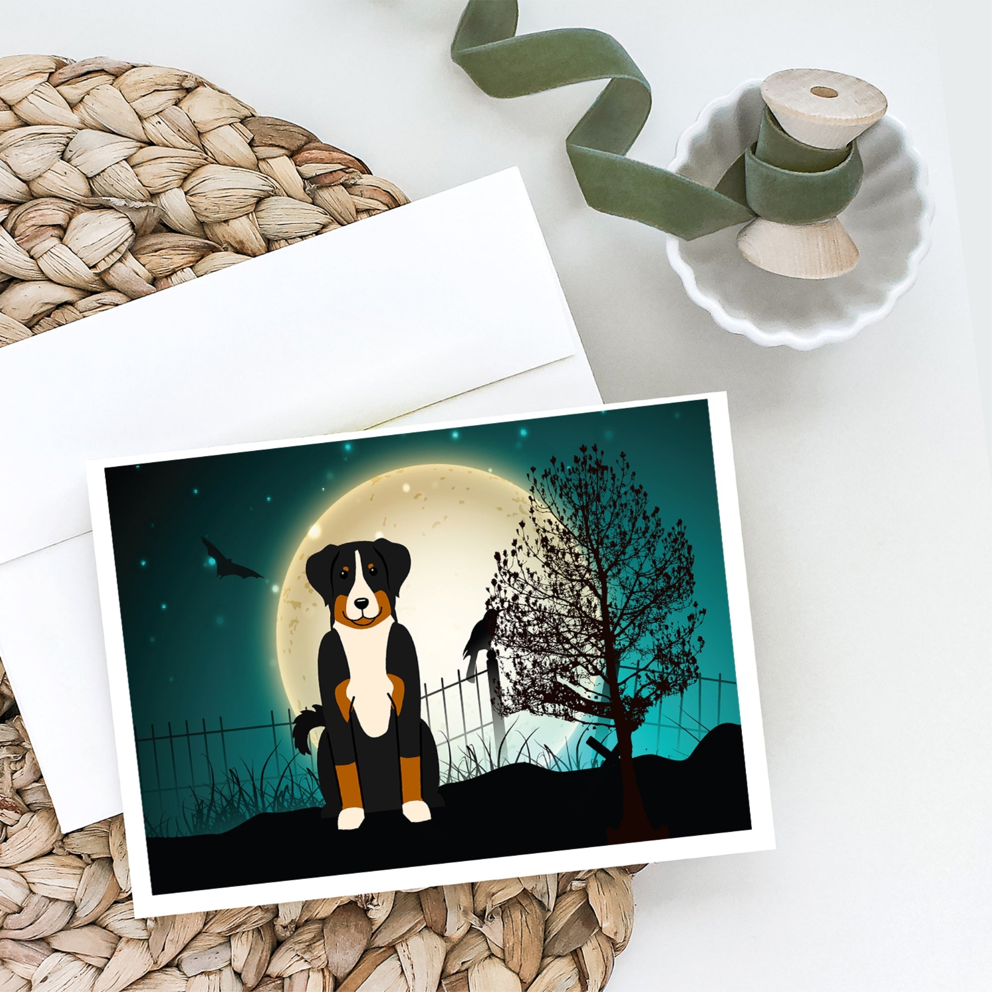 Halloween Scary Appenzeller Sennenhund Greeting Cards And Envelopes Pack Of 8