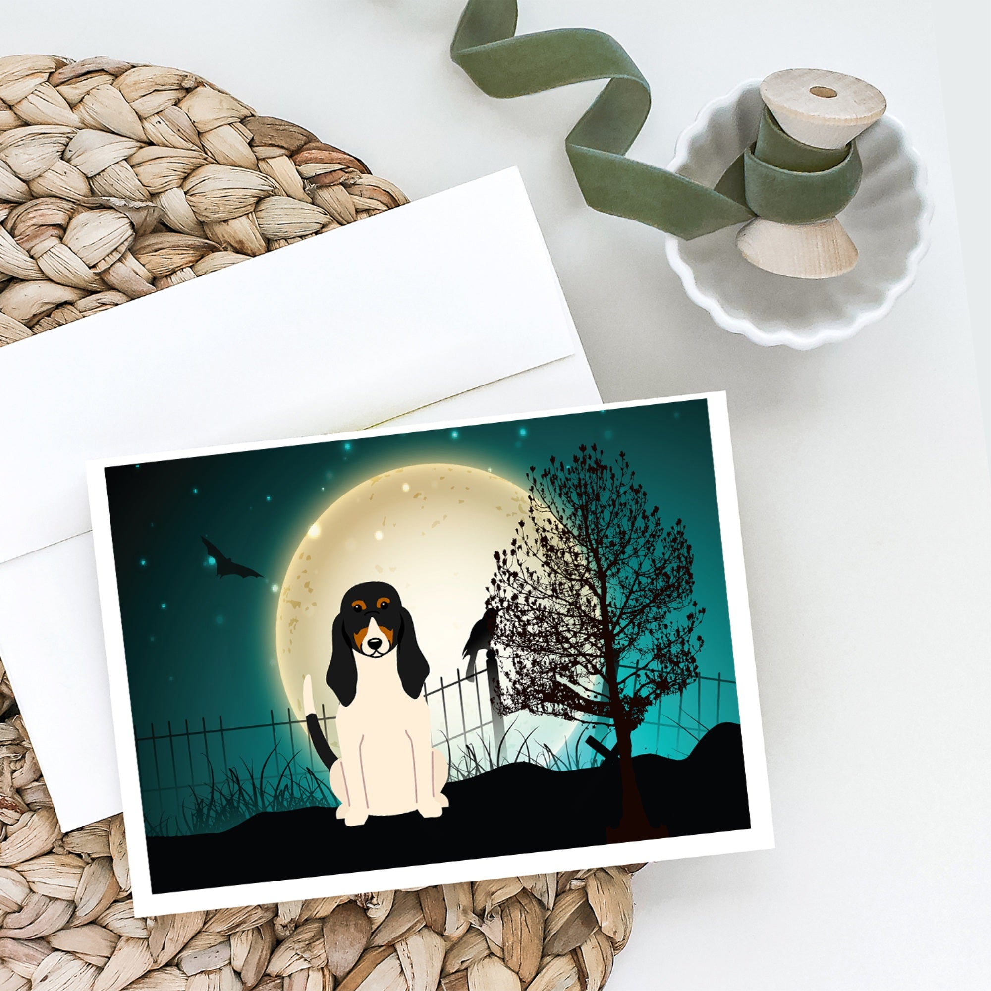 Halloween Scary Swiss Hound Greeting Cards And Envelopes Pack Of 8