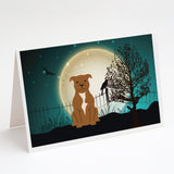 Halloween Scary Staffordshire Bull Terrier Brown Greeting Cards And Envelopes Pack Of 8