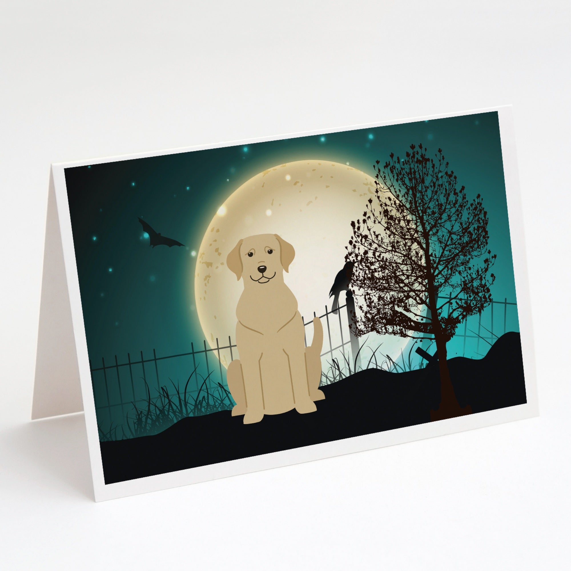 Halloween Scary Yellow Labrador Greeting Cards And Envelopes Pack Of 8