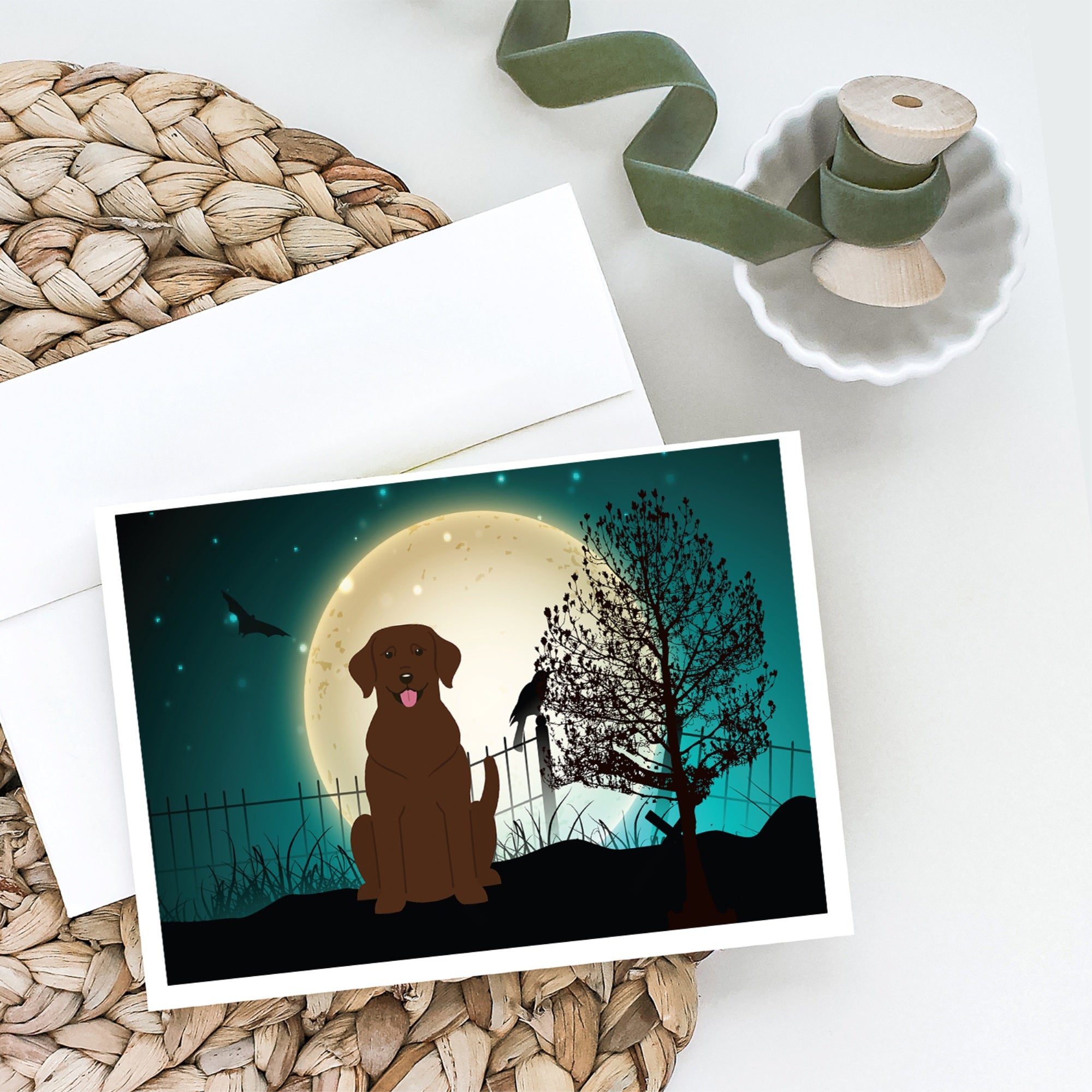 Halloween Scary Chocolate Labrador Greeting Cards And Envelopes Pack Of 8