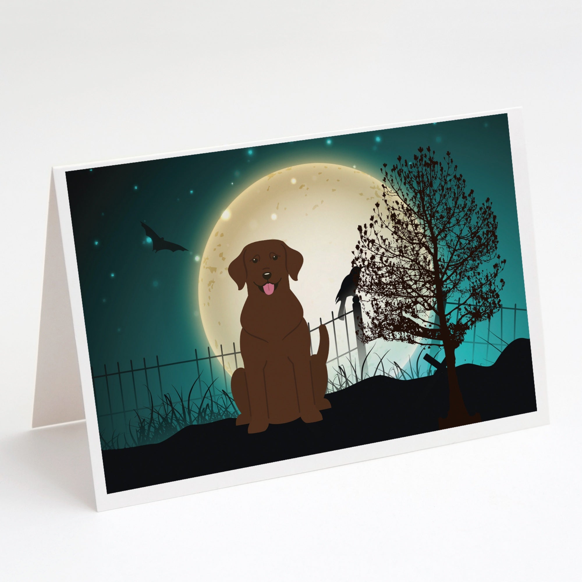 Halloween Scary Chocolate Labrador Greeting Cards And Envelopes Pack Of 8