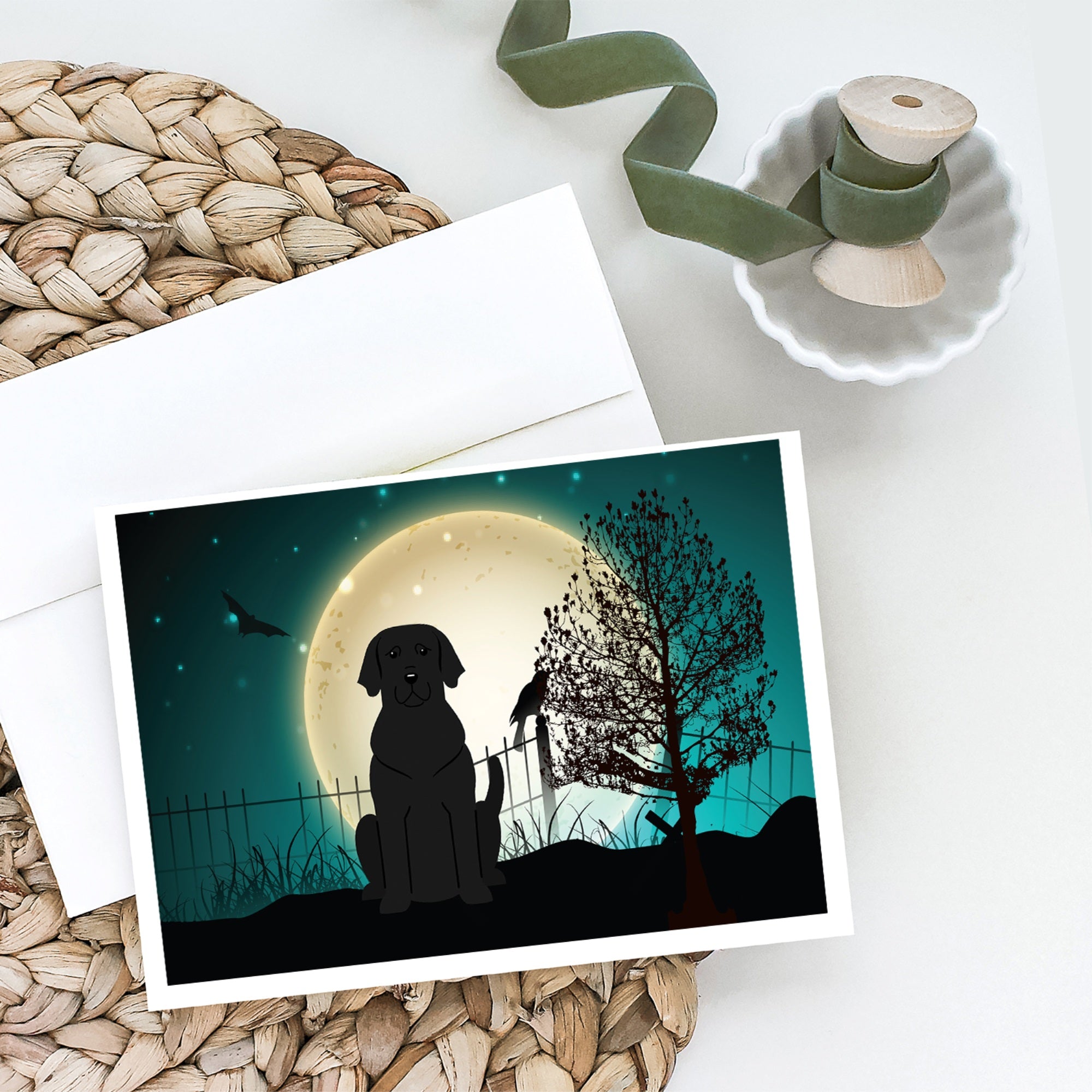 Halloween Scary Black Labrador Greeting Cards And Envelopes Pack Of 8