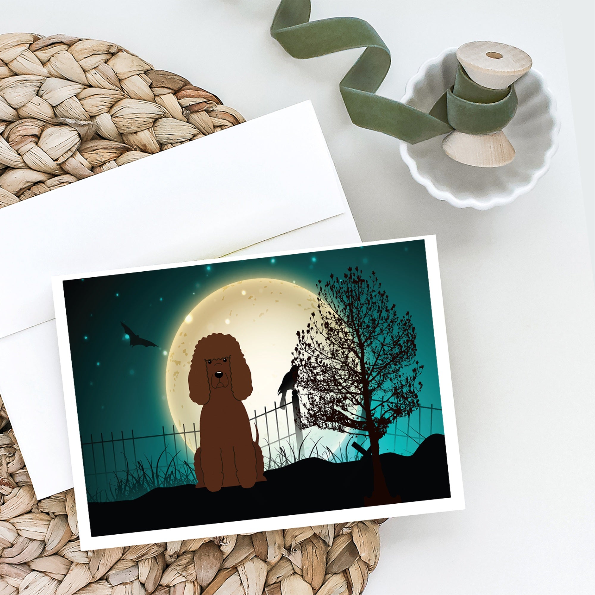 Halloween Scary Irish Water Spaniel Greeting Cards And Envelopes Pack Of 8
