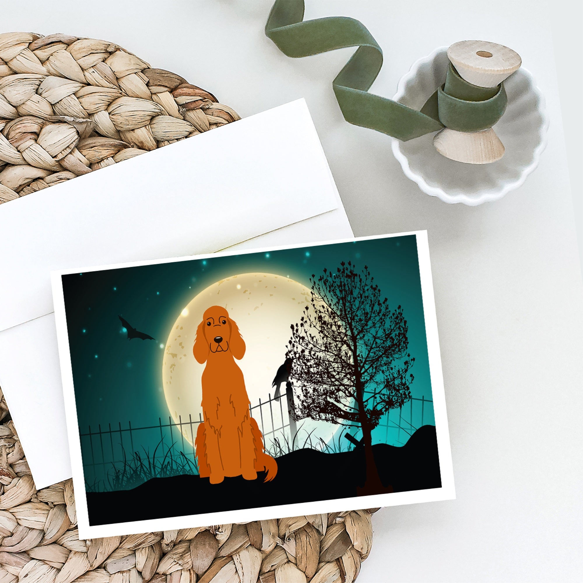 Halloween Scary Irish Setter Greeting Cards And Envelopes Pack Of 8
