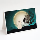 Halloween Scary Poodle White Greeting Cards And Envelopes Pack Of 8