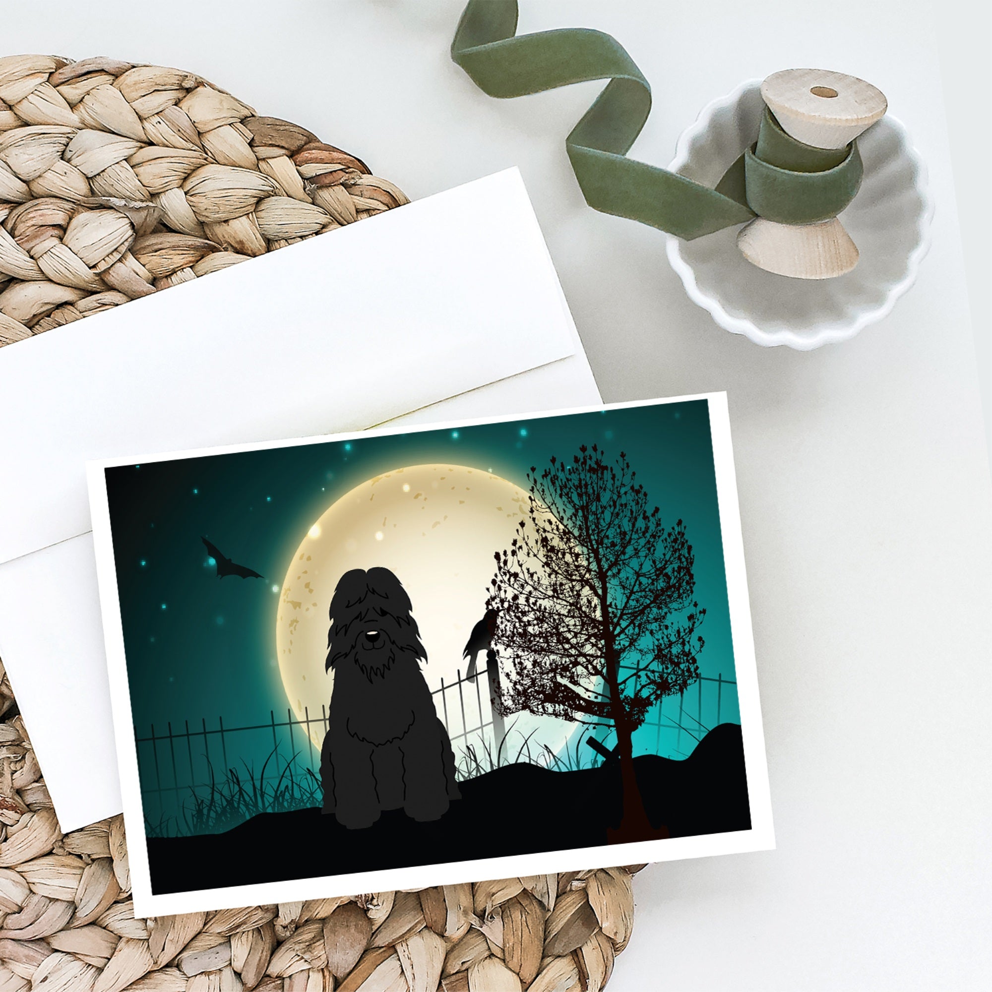 Halloween Scary Bouvier Des Flandres Greeting Cards And Envelopes Pack Of 8