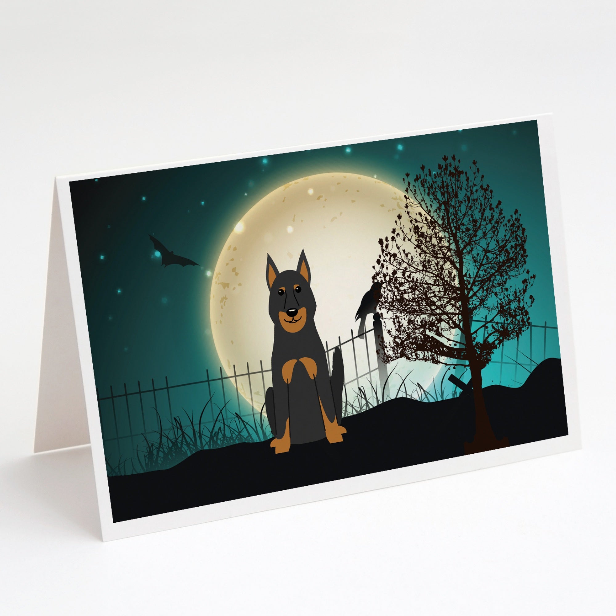 Halloween Scary Beauce Shepherd Dog Greeting Cards And Envelopes Pack Of 8