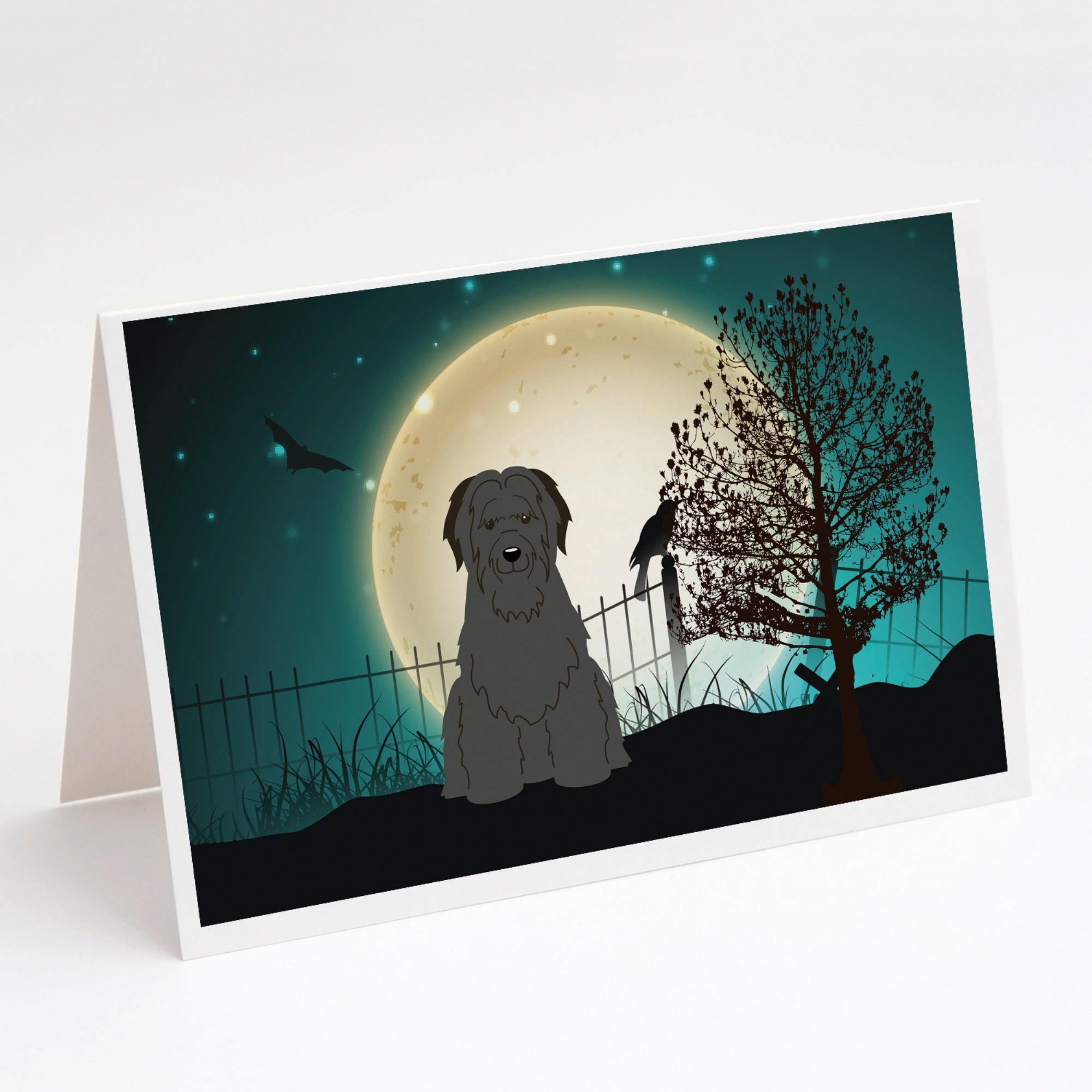 Halloween Scary Briard Black Greeting Cards And Envelopes Pack Of 8