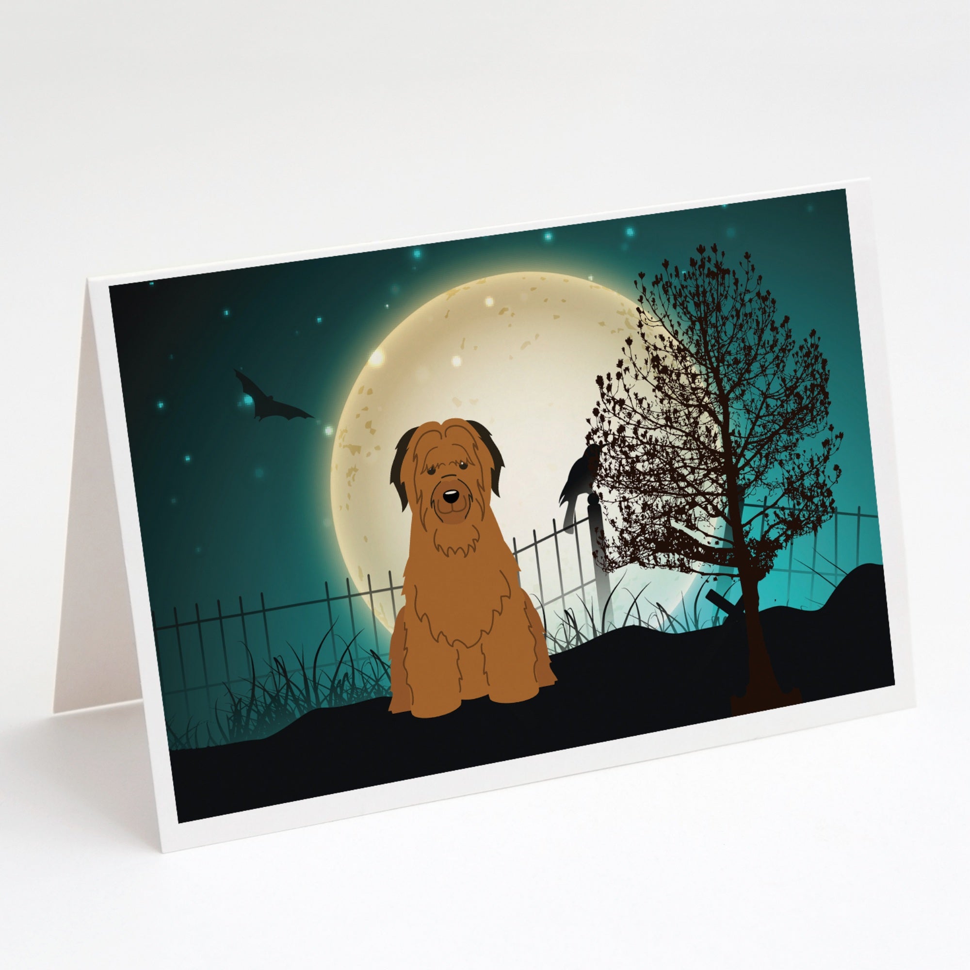 Halloween Scary Briard Brown Greeting Cards And Envelopes Pack Of 8