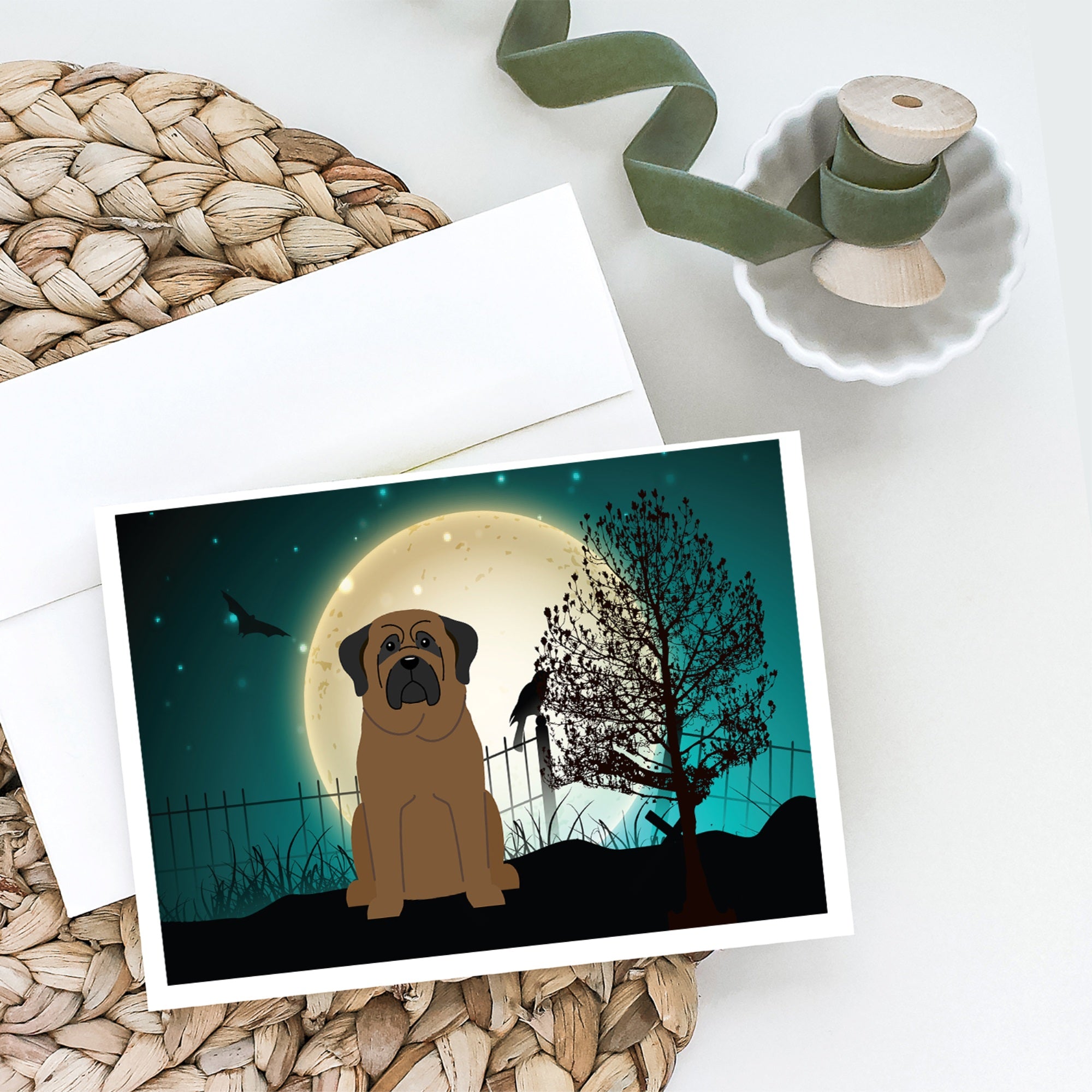 Halloween Scary Bullmastiff Greeting Cards And Envelopes Pack Of 8