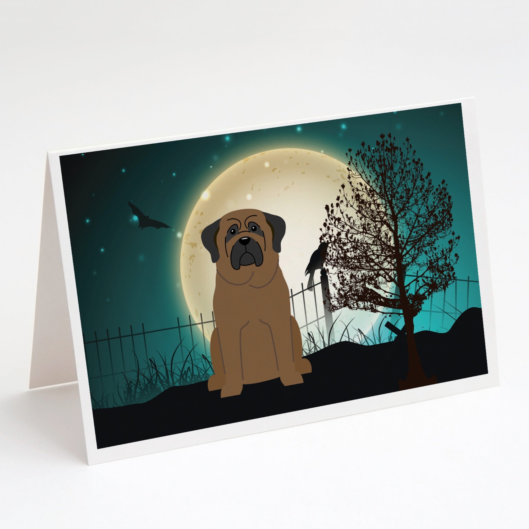 Halloween Scary Bullmastiff Greeting Cards And Envelopes Pack Of 8