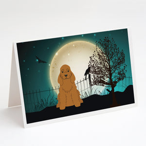 Halloween Scary Cocker Spaniel Red Greeting Cards And Envelopes Pack Of 8