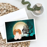 Halloween Scary Pekingese Red White Greeting Cards And Envelopes Pack Of 8