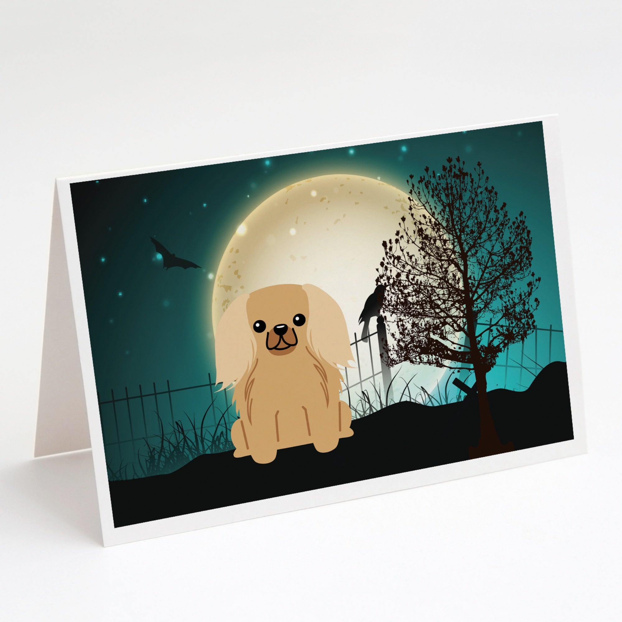 Halloween Scary Pekingese Fawn Sable Greeting Cards And Envelopes Pack Of 8