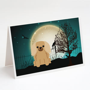 Halloween Scary Pekingese Fawn Sable Greeting Cards And Envelopes Pack Of 8
