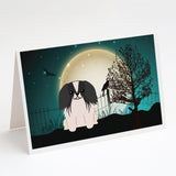 Halloween Scary Pekingese Black White Greeting Cards And Envelopes Pack Of 8