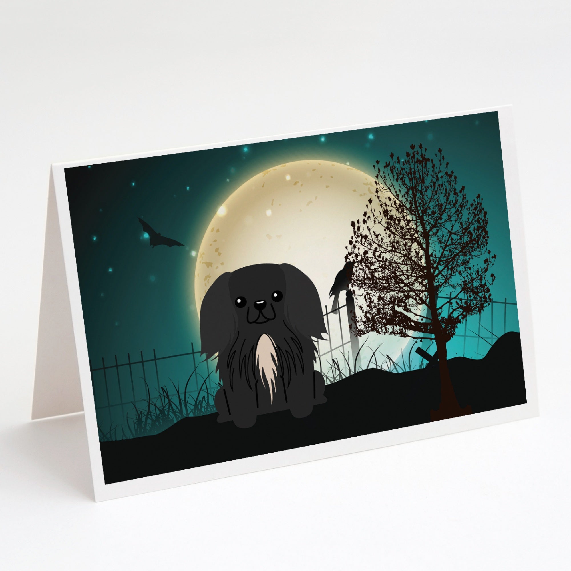 Halloween Scary Pekingese Black Greeting Cards And Envelopes Pack Of 8