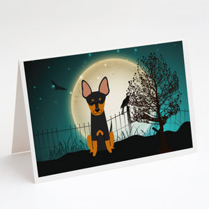 Halloween Scary English Toy Terrier Greeting Cards And Envelopes Pack Of 8