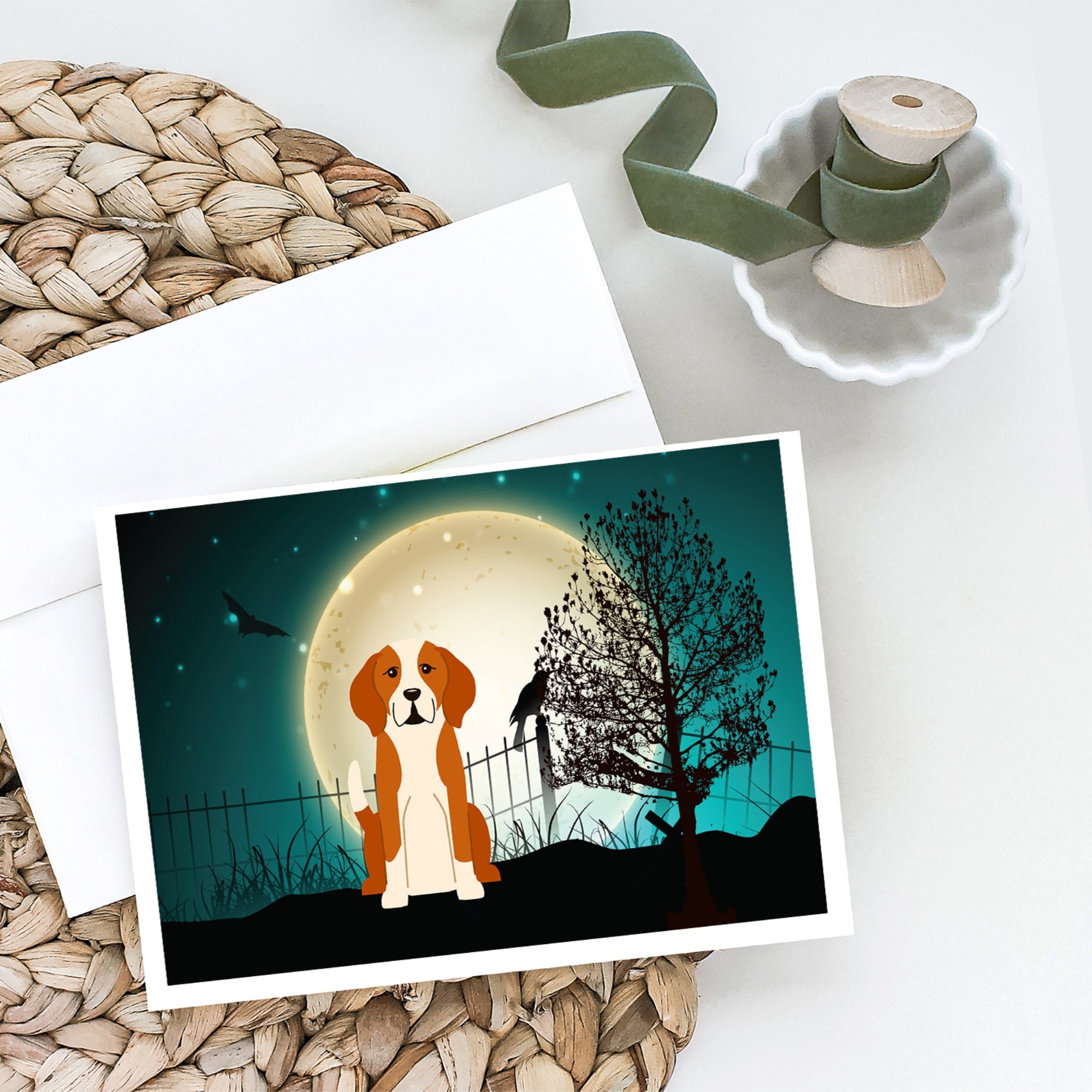 Halloween Scary English Foxhound Greeting Cards And Envelopes Pack Of 8