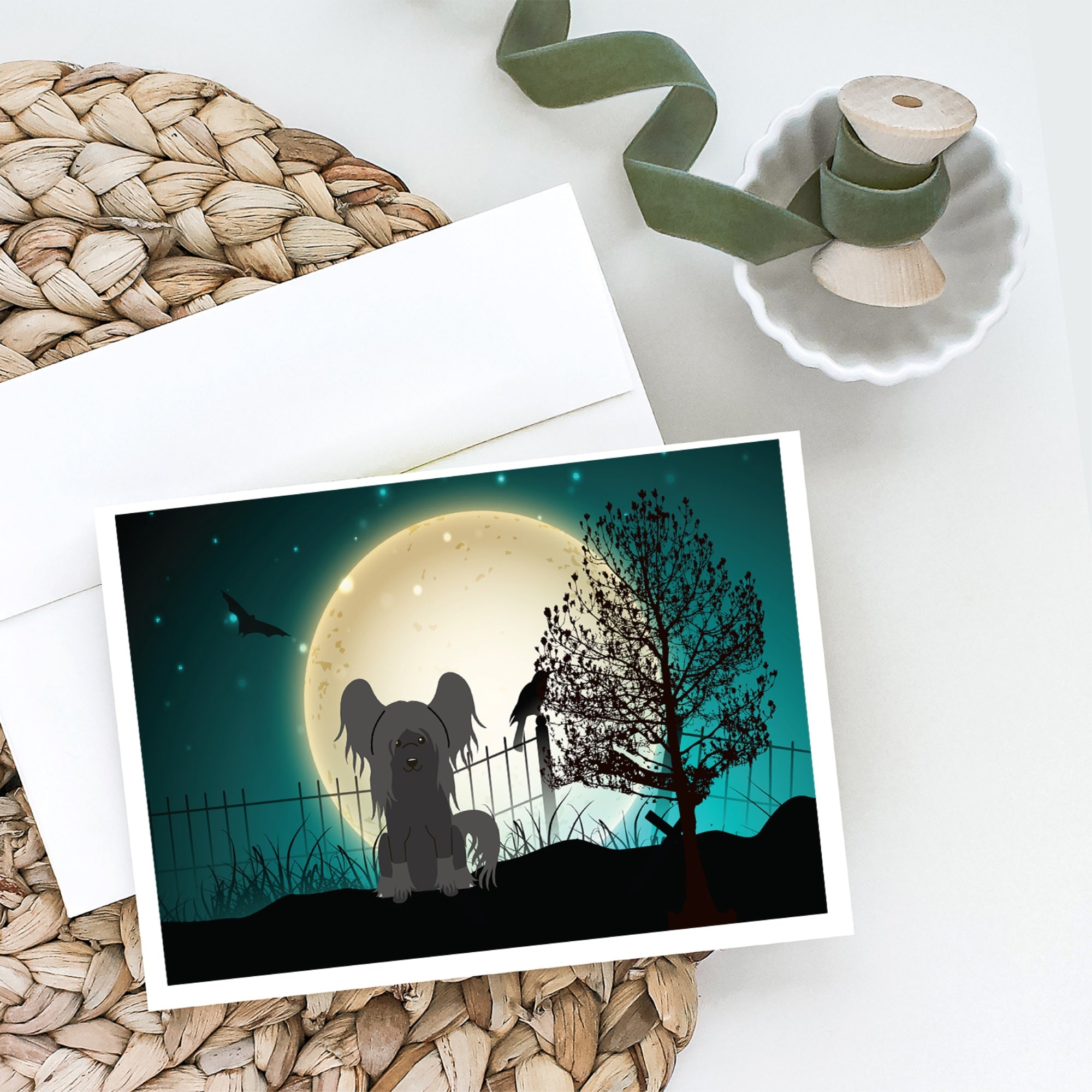 Halloween Scary Chinese Crested Black Greeting Cards And Envelopes Pack Of 8