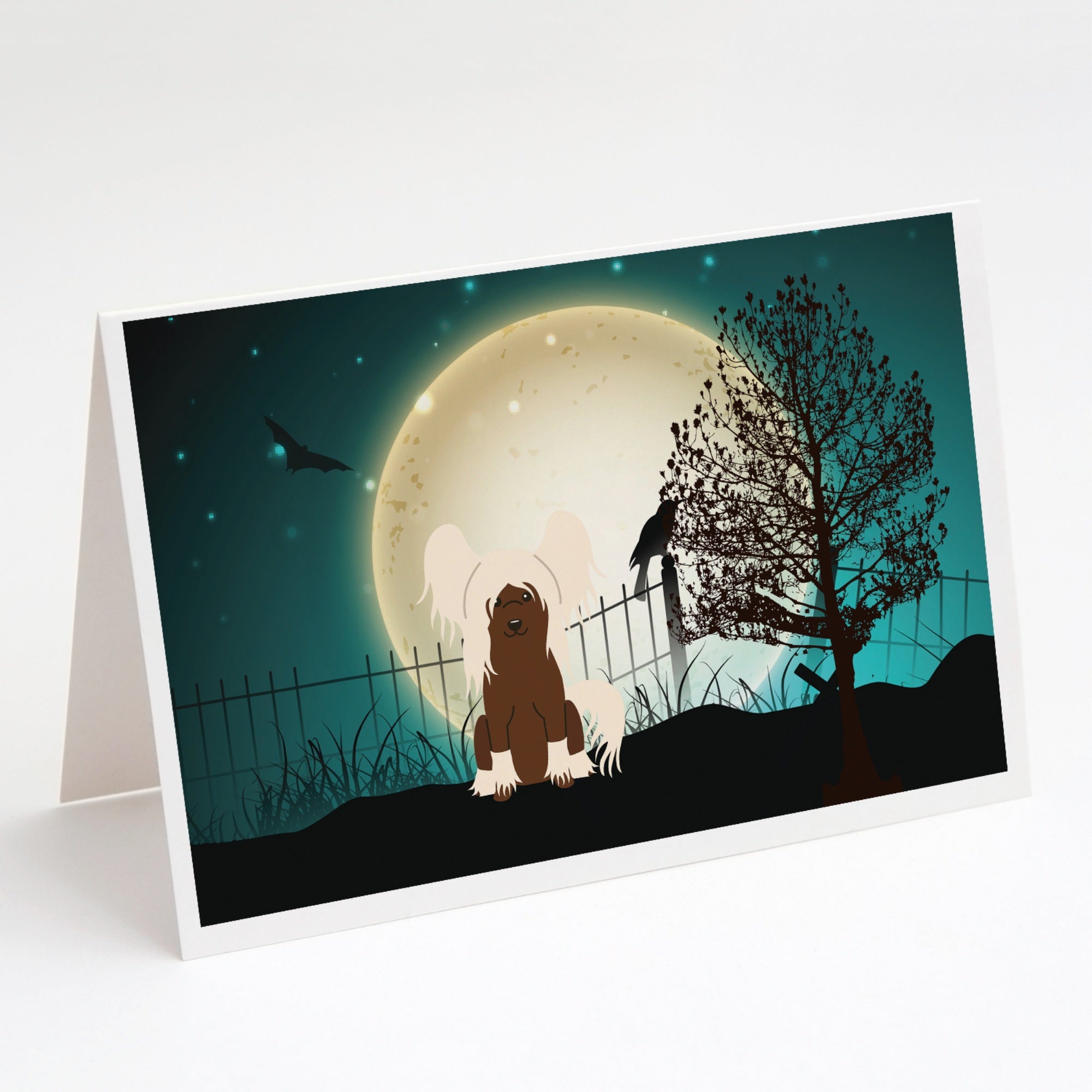 Halloween Scary Chinese Crested Cream Greeting Cards And Envelopes Pack Of 8