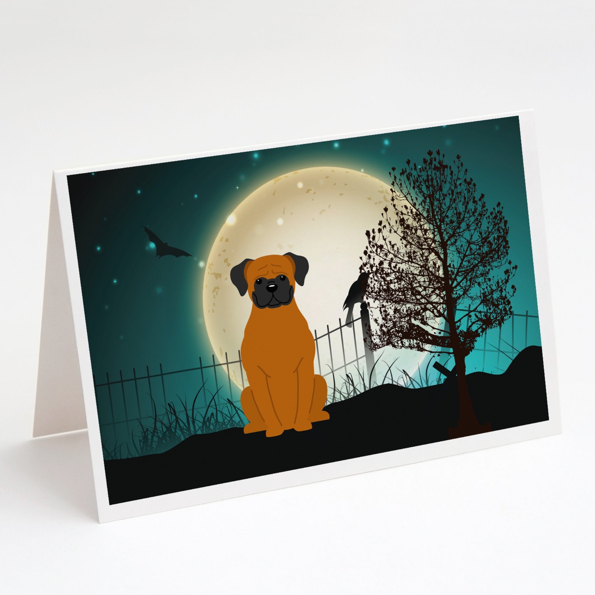 Halloween Scary Fawn Boxer Greeting Cards And Envelopes Pack Of 8