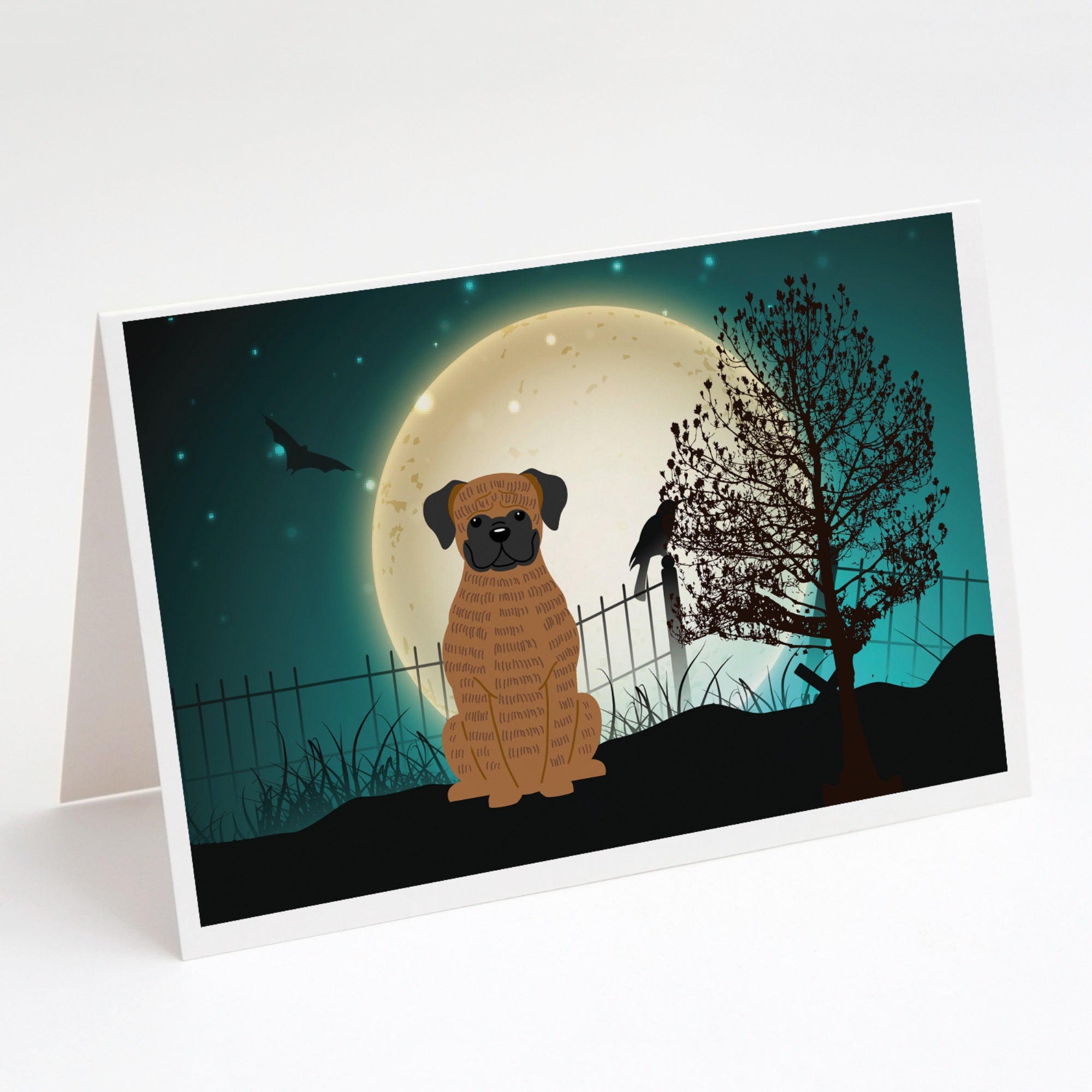 Halloween Scary Brindle Boxer Greeting Cards And Envelopes Pack Of 8