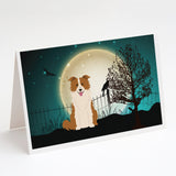 Halloween Scary Border Collie Red White Greeting Cards And Envelopes Pack Of 8