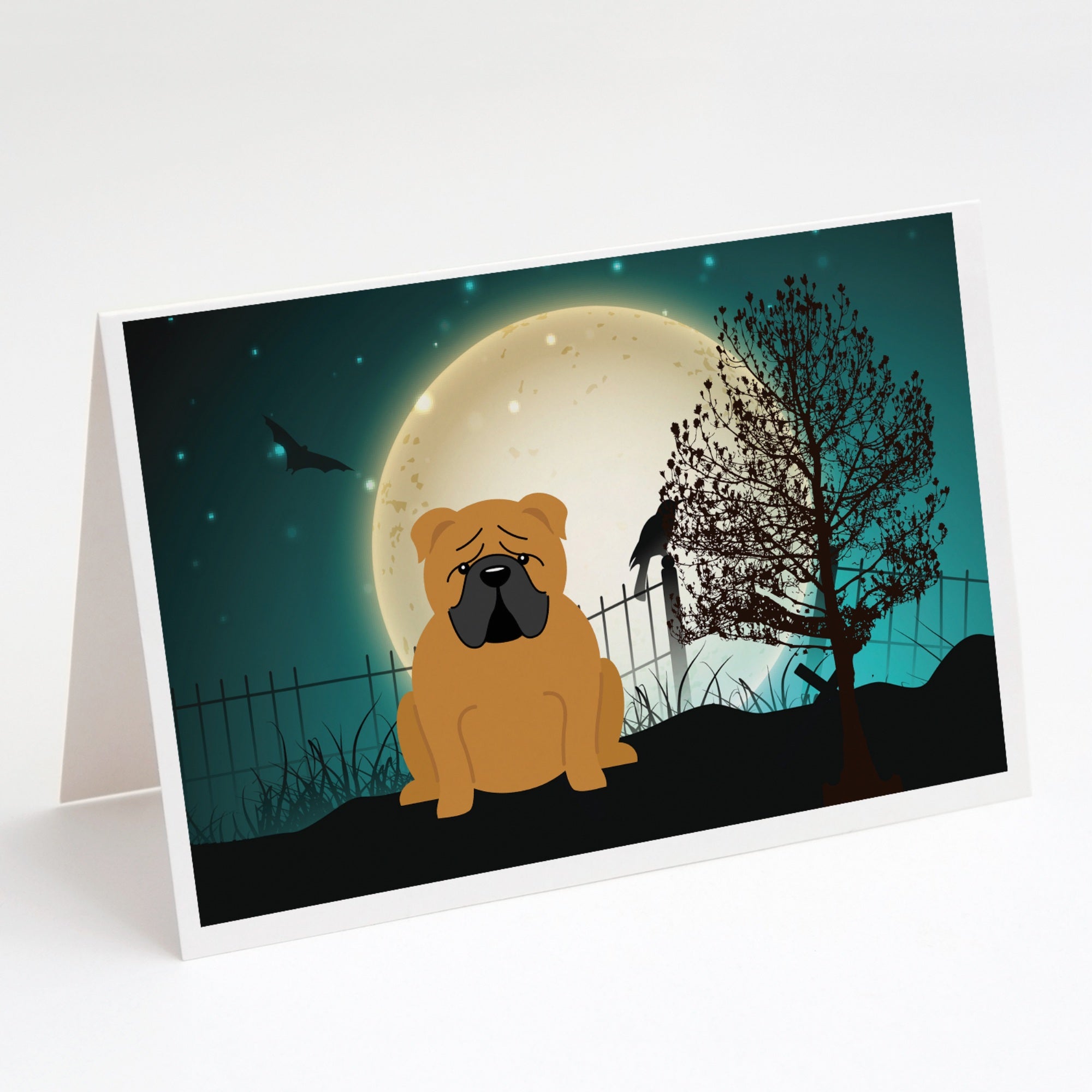 Halloween Scary English Bulldog Red Greeting Cards And Envelopes Pack Of 8