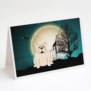 Halloween Scary English Bulldog White Greeting Cards And Envelopes Pack Of 8