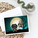 Halloween Scary Wire Haired Dachshund Dapple Greeting Cards And Envelopes Pack Of 8
