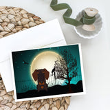 Halloween Scary Wire Haired Dachshund Chocolate Greeting Cards And Envelopes Pack Of 8