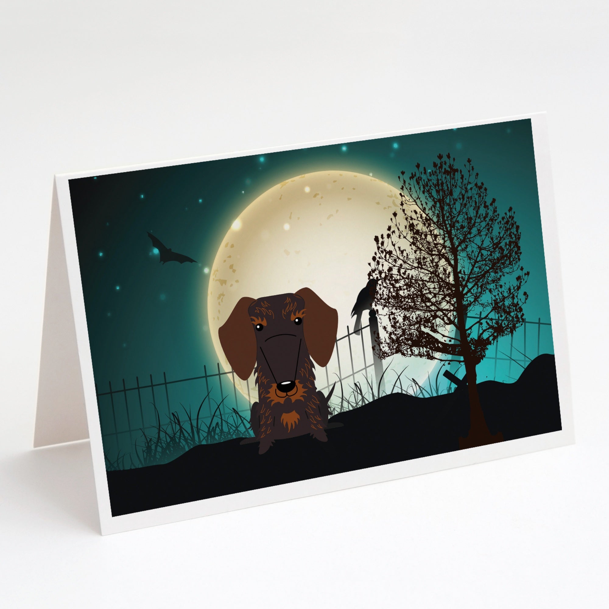 Halloween Scary Wire Haired Dachshund Chocolate Greeting Cards And Envelopes Pack Of 8