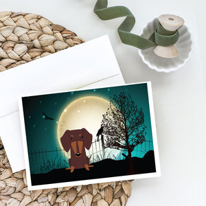 Halloween Scary Dachshund Chocolate Greeting Cards And Envelopes Pack Of 8