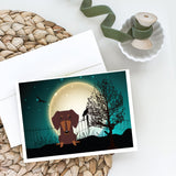 Halloween Scary Dachshund Chocolate Greeting Cards And Envelopes Pack Of 8