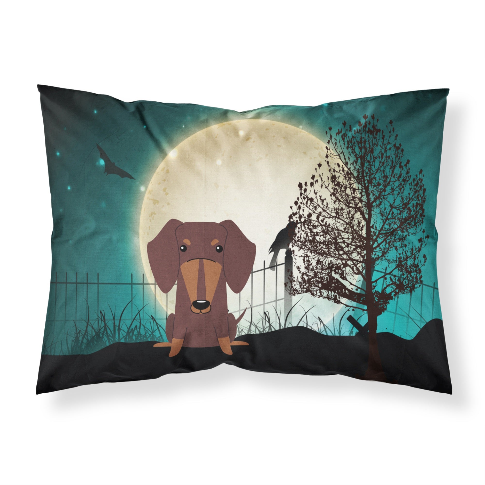'Caroline'S Treasures Halloween Scary Dachshund Chocolate Fabric Standard Pillowcase Bb2321Pillowcase, Multicolor''