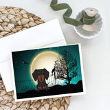 Halloween Scary Dachshund Black Tan Greeting Cards And Envelopes Pack Of 8