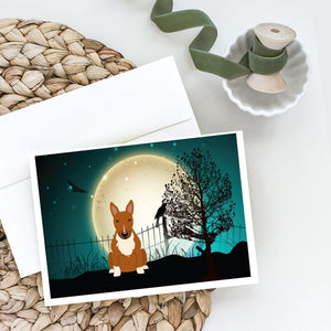 Halloween Scary Bull Terrier Red Greeting Cards And Envelopes Pack Of 8