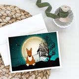 Halloween Scary Bull Terrier Red Greeting Cards And Envelopes Pack Of 8