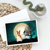 Halloween Scary Bull Terrier Red White Greeting Cards And Envelopes Pack Of 8