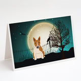 Halloween Scary Bull Terrier Red White Greeting Cards And Envelopes Pack Of 8