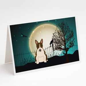 Halloween Scary Bull Terrier Dark Brindle Greeting Cards And Envelopes Pack Of 8