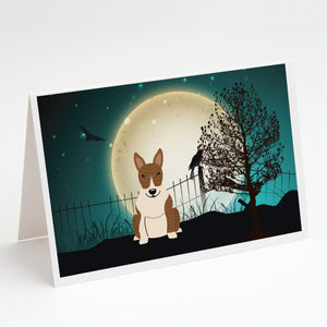 Halloween Scary Bull Terrier Brindle Greeting Cards And Envelopes Pack Of 8