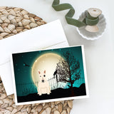 Halloween Scary Bull Terrier White Greeting Cards And Envelopes Pack Of 8