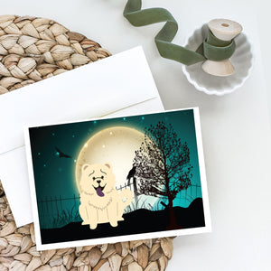 Halloween Scary Chow Chow White Greeting Cards And Envelopes Pack Of 8