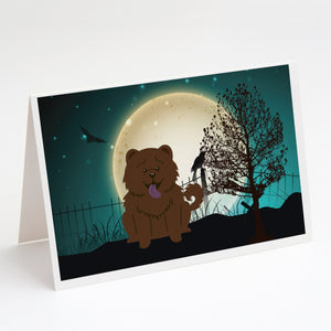 Halloween Scary Chow Chow Chocolate Greeting Cards And Envelopes Pack Of 8